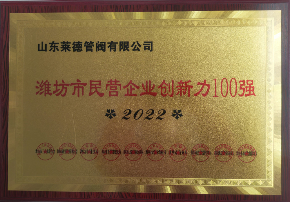 Top 100 Innovative Private Enterprises in Weifang 2022
